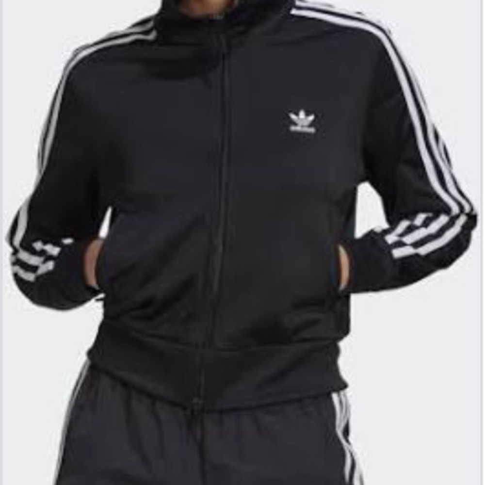 Adidas S Black Three Stripe Full Zip Athletic Sports Active Jacket Pockets